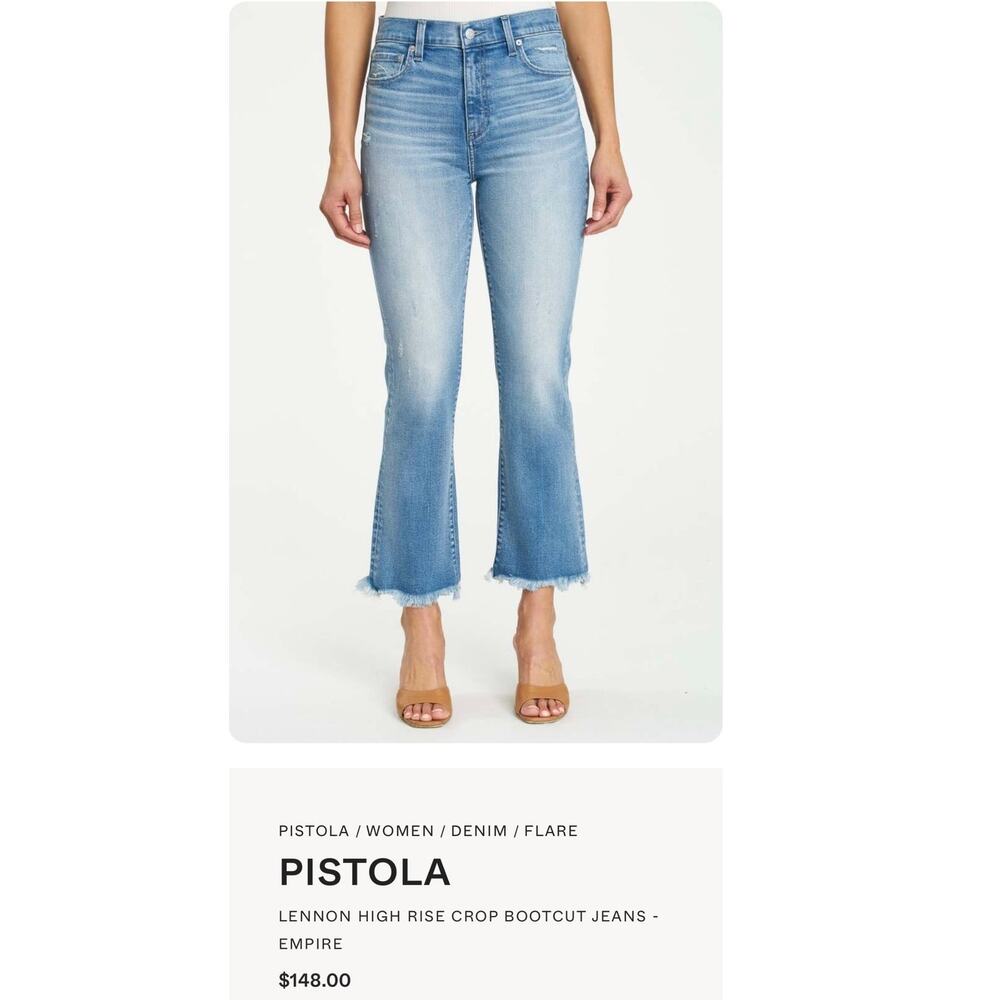 New Revolve Pistola Lennon High Rise Crop Bootcut Jeans Empire Sz 26 Retail $148